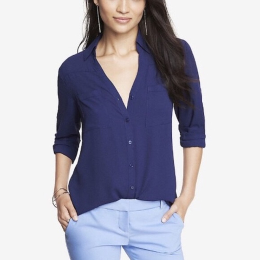 Express NAVY portofino SLIMFIT blouse